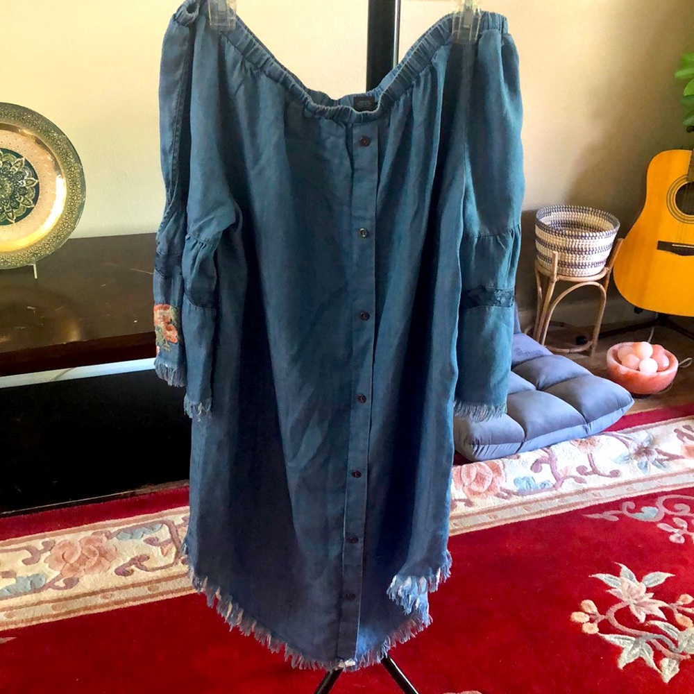 Off the shoulder denim summer dress